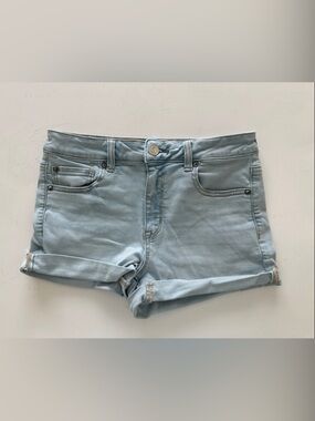 American Eagle Outfitters Light Blue Denim Roll-Cuff Shorts size 10